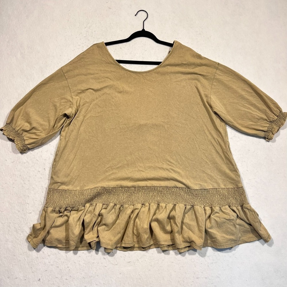 Oli & Hali Tunic Top‎ Oversized Mineral Washed Ruffle Hem Boho Chic Size M/L